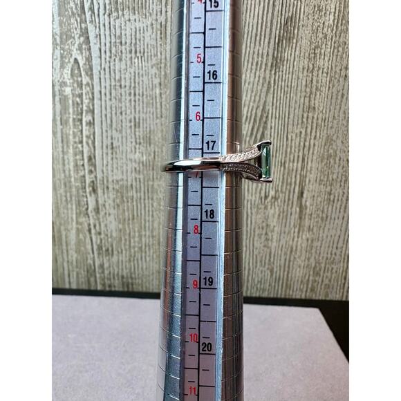 NEW Aquamarine Emerald Cut Moissanite,75% 18k WHT Gold, Sz.7 - Picture 8 of 9